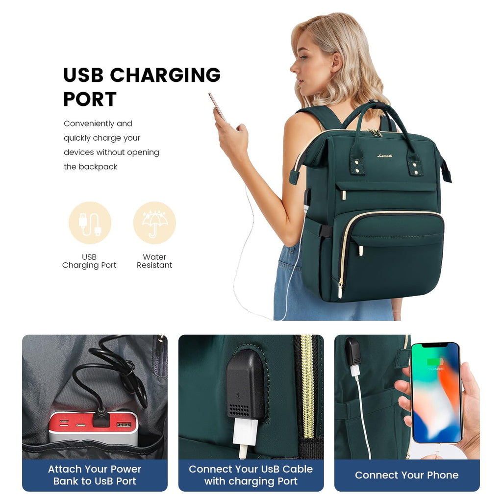 LOVEVOOK Laptop Backpack for Women with Giant Tumbler Holder Pocket, 15.6 Inch Work Daypack for Teacher Nurse, Computer College Bookbag Purse, Waterproof Travel Back Pack with USB Charging Port