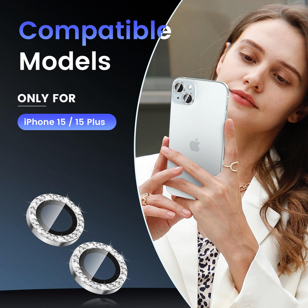 Tensea for iPhone 13 mini/iPhone 13 Camera Lens Protector, 9H Tempered Glass Camera Cover Screen Protector Metal Individual Ring for iPhone 13mini 5.4 inch /13 6.1 inch