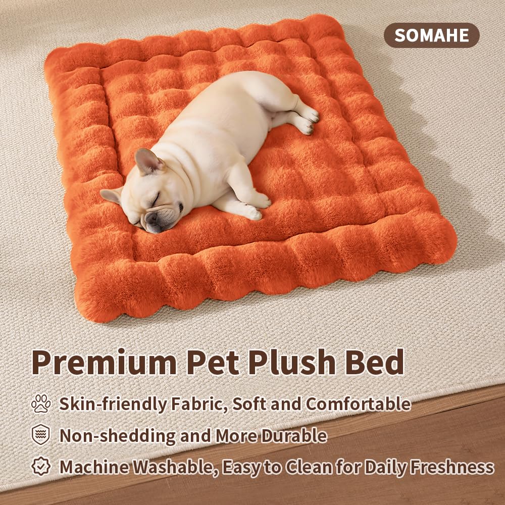 SOMAHE Cat Bed Mat, Soft Plush Faux Fur Kneading Pet Bed, Machine Washable Cat Sleeping Pad for Indoor Cats & Kittens, Non-Slip Fluffy Cat Rug for Couch Sofa Floor, 23x15 Inch Grey