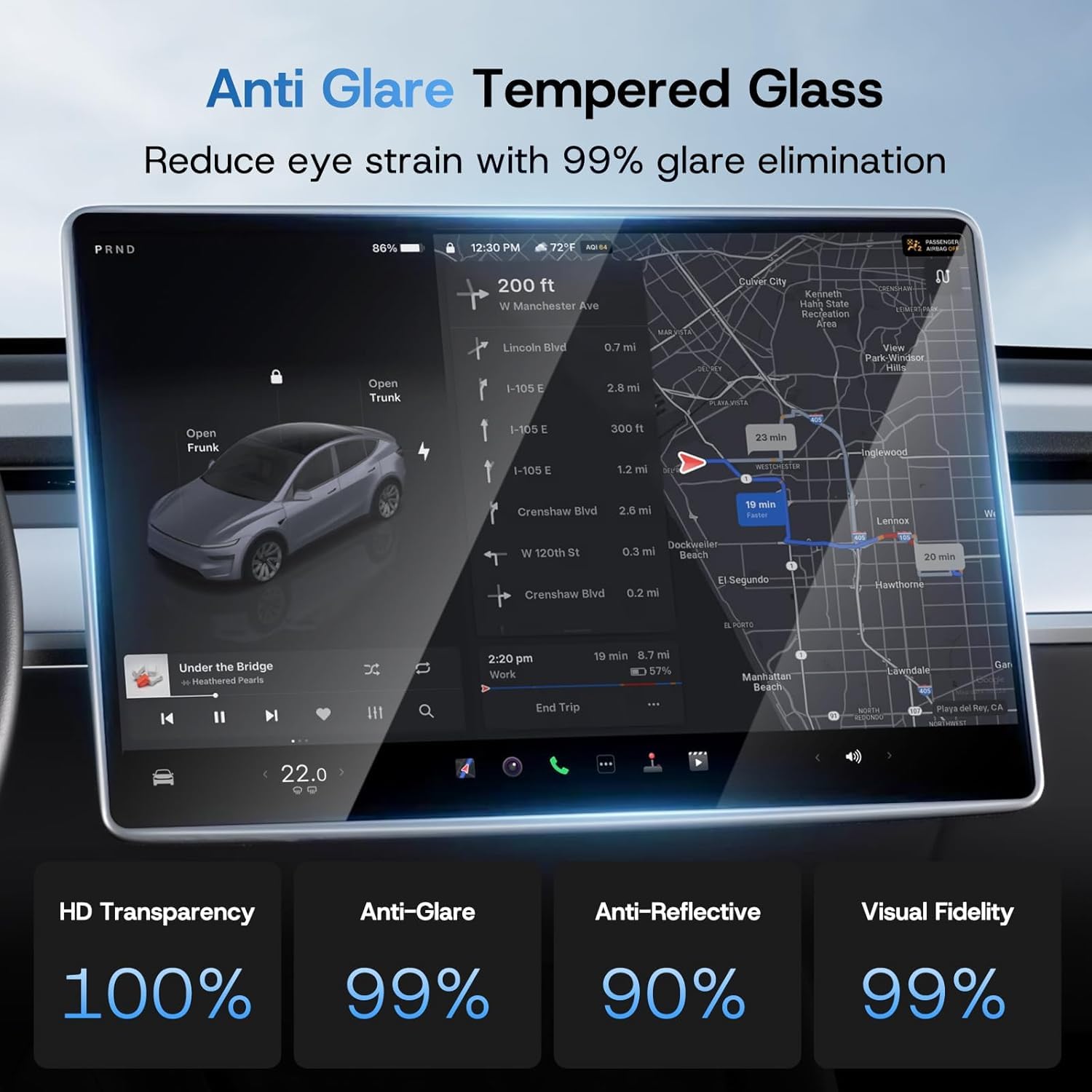 8" Rear Screen Protector for Tesla Model Y Juniper/Model 3 Highland, [HD & No-edge Gaps & 9H] Tempered Glass Screen Protector with Alignment Frame for Tesla Model 3/Y Accessories, Glossy