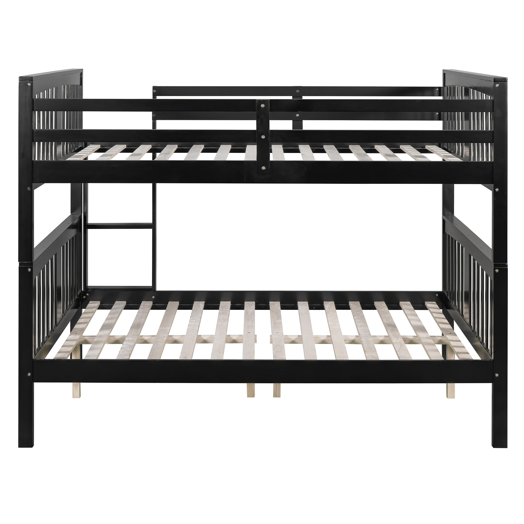 Merax Full Over Full Bunk Bed Convertible to Two Separate Beds, Solid Pine Wood Frame with Safety Guardrail & Headboard, Sturdy Durable Design, for Teens, Espresso