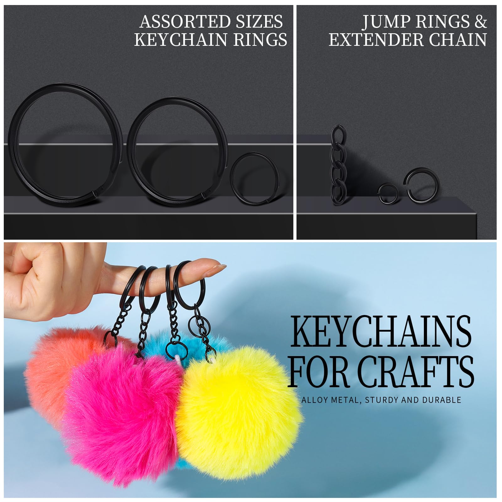 LEOBRO Keychain Making Kit, 265PCS Keychains Clips and Key Rings, Well Crafted Sturdy Key Chain Making Kit, Key Chain Rings, Keychains Hooks, for Key Chains, Lanyard, Jewelry Making, Crafts, Silver
