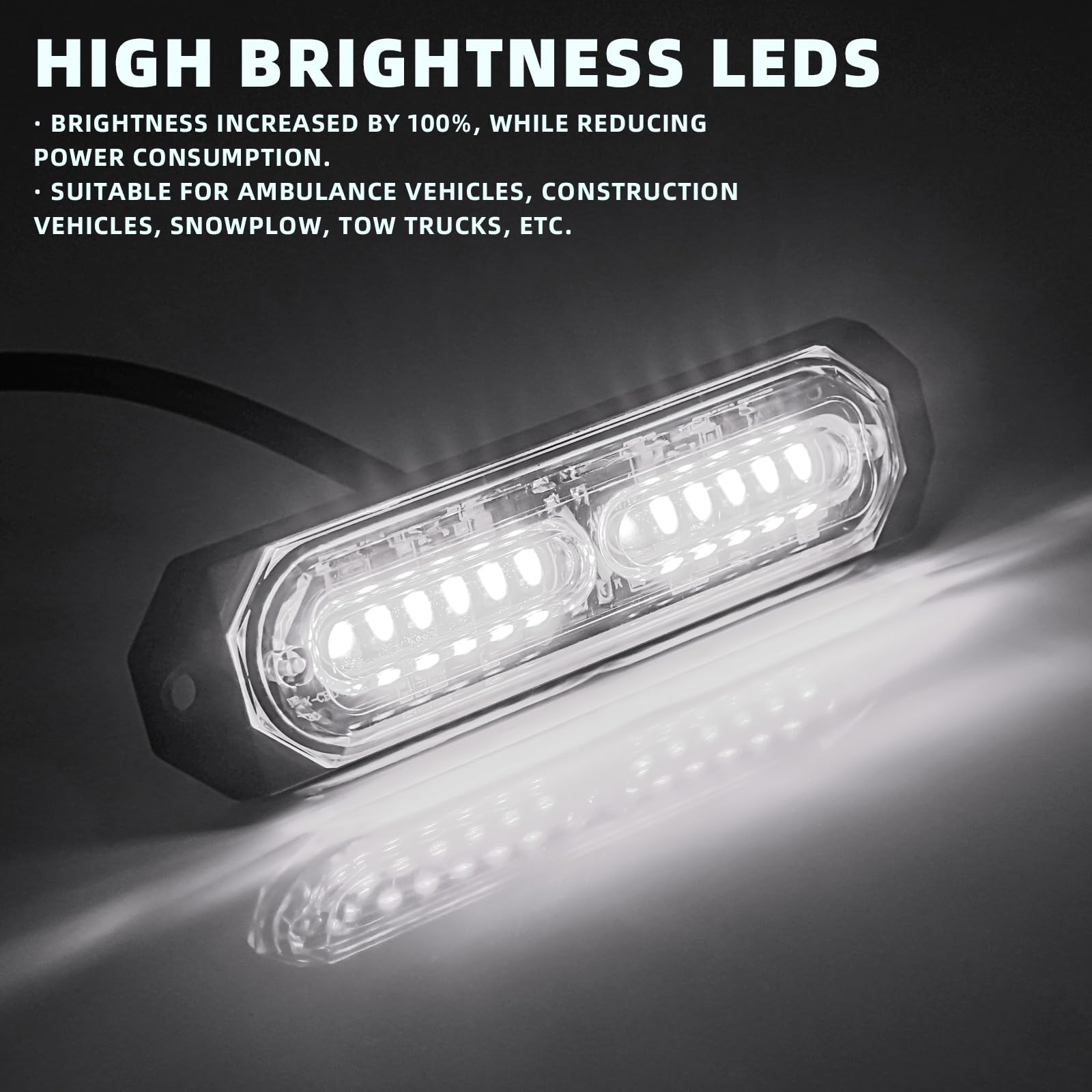 8-Pcs 12 LED Sync Feature Emergency Strobe Grille Lights Ultra Slim Surface Mount Hazard Warning Flashing Light Bar for Firefighter/Construction/Police/Trucks/Vehicles/Car/SUV (Amber/White)
