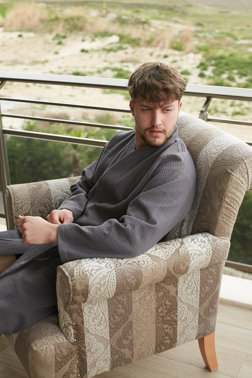 BAGNO MILANO Mens Robes, Waffle Robes For Men, Turkish Cotton Mens Bathrobes