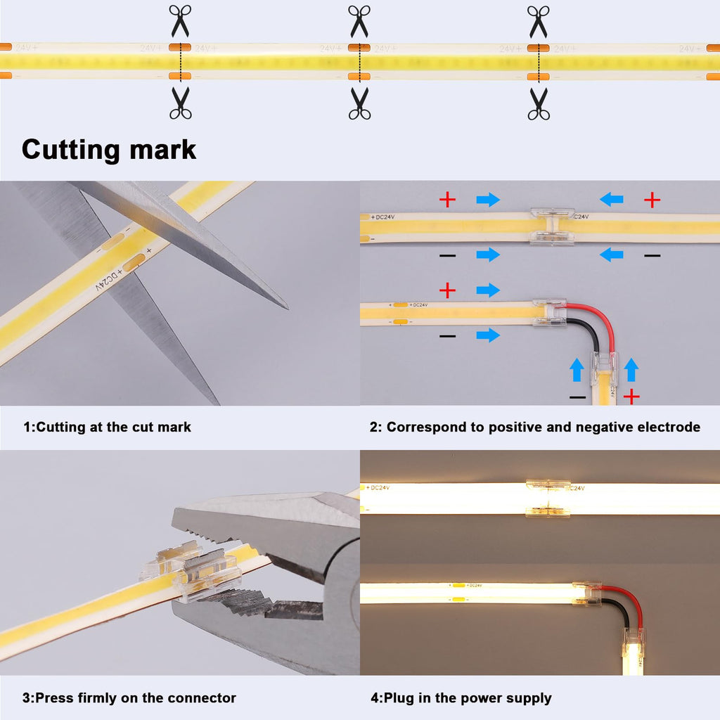 BENLUN 24V COB LED Strip Light 65.6ft (2 Rolls of 32.8ft) Kit, 3000K Warm White Cuttable 11W/M 312LEDs/M CRI 93 LED Tape Lights with Power Supply for Bedroom Kitchen Living Room Ceiling