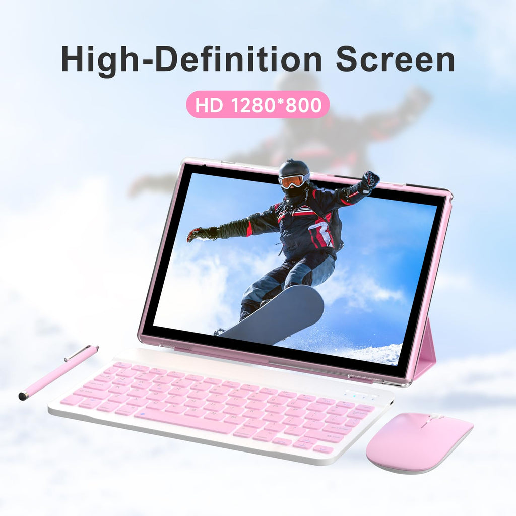Android 15 | Tabalet with Keyboard | Tablet 10 inch | 2 in 1 Tablet | 8GB+32GB+2TB Expand | 1280 * 800 IPS Touch Screen Computer | 5G WiFi 6, L1 | Long Battery Life Tablet （Black）