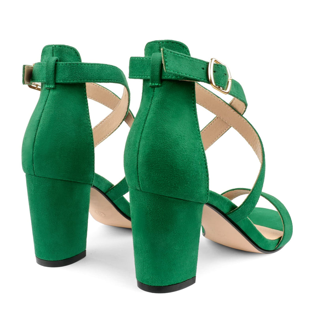 JOY IN LOVE Women's Chunky Block Heels 3 Inch Ankle Strap Low Heel Sandals