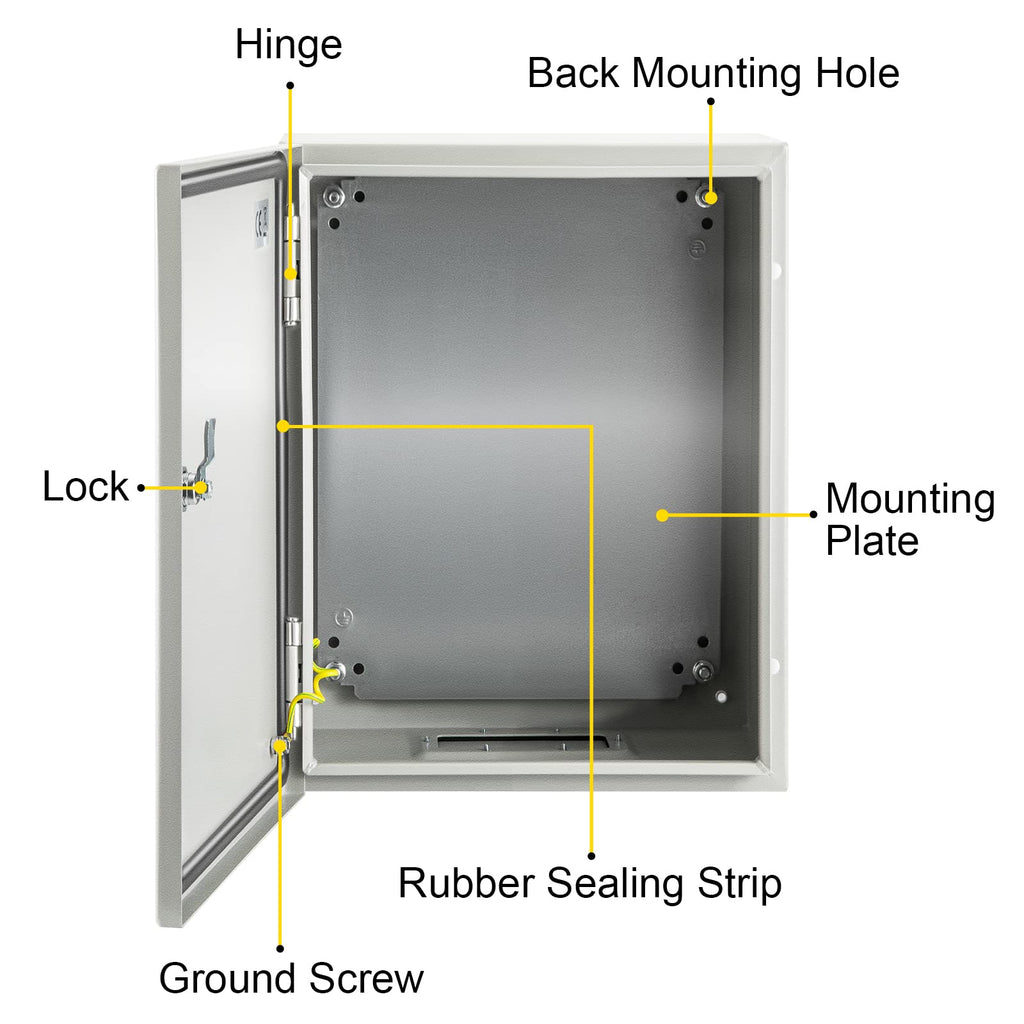 VEVOR NEMA Steel Enclosure, 8" x 8" x 6" NEMA 4X Steel Electrical Box, IP66 Waterproof & Dustproof, Outdoor/Indoor Electrical Junction Box, with Mounting Plate