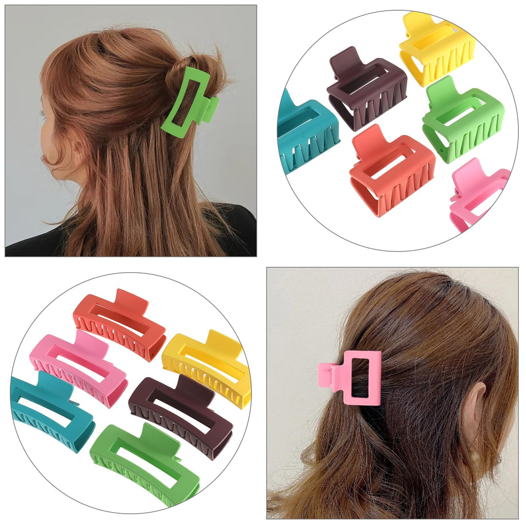 12 Pack Black Square Claw Clips, Big and Small Neutral Rectangle Hair Claw, Non-slip Matte Large Hair Clips for Women,Strong Hold jaw clip for Thick Thin Hair