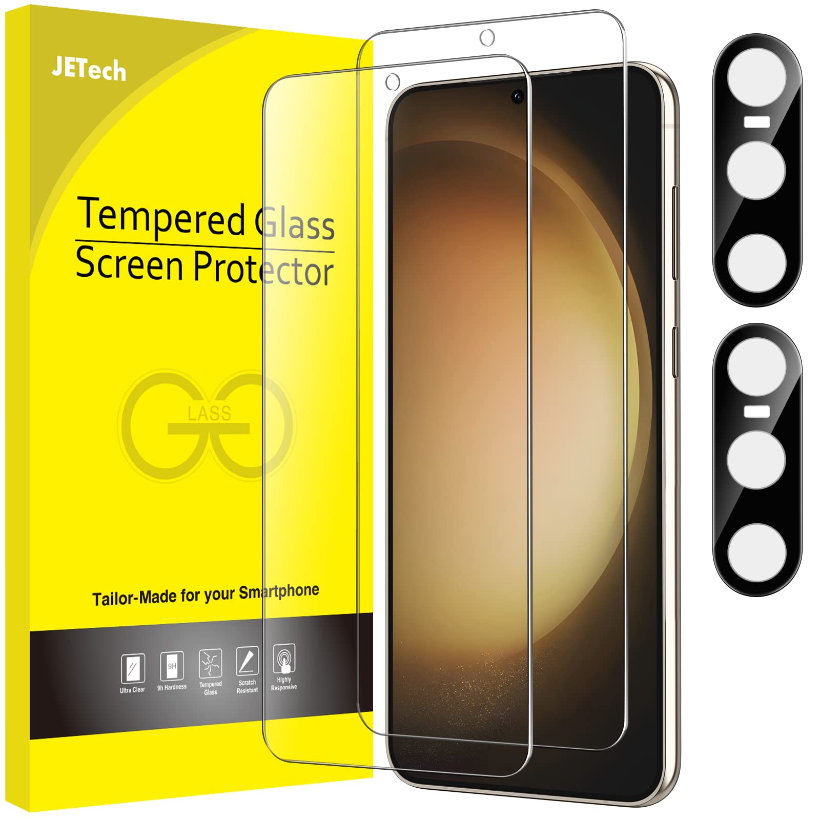 JETech Screen Protector for Samsung Galaxy S20 FE 6.5-Inch with Camera Lens Protector, Tempered Glass Film, Fingerprint ID Compatible, HD Clear, 2-Pack Each