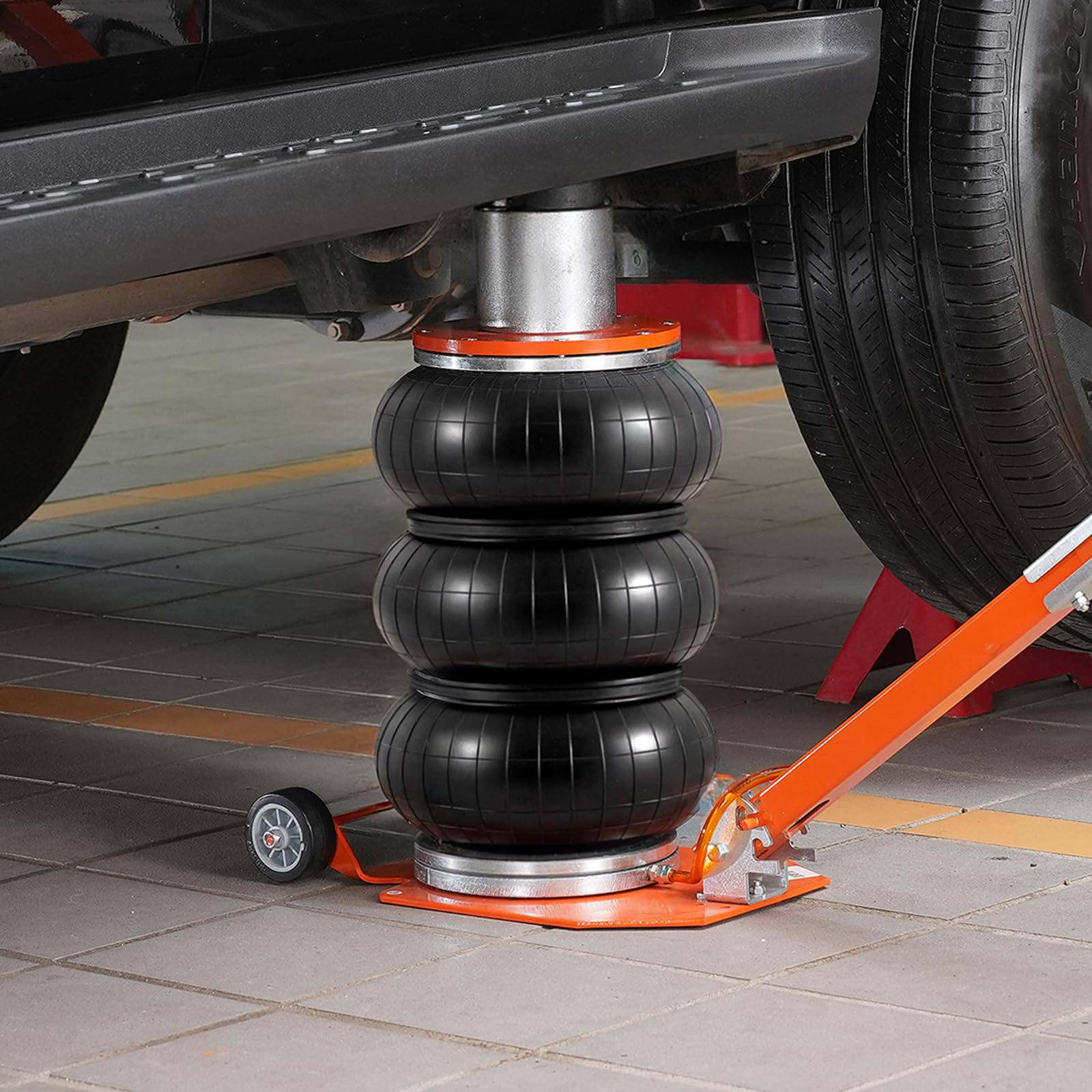 VEVOR Air Jack, 3 Ton/6600 lbs Triple Bag Air Jack, Airbag Jack with Six Steel Pipes, Lift up to 17.7 inch/450 mm, 3-5 s Fast Lifting Pneumatic Jack, with Short Handles for Car Repair