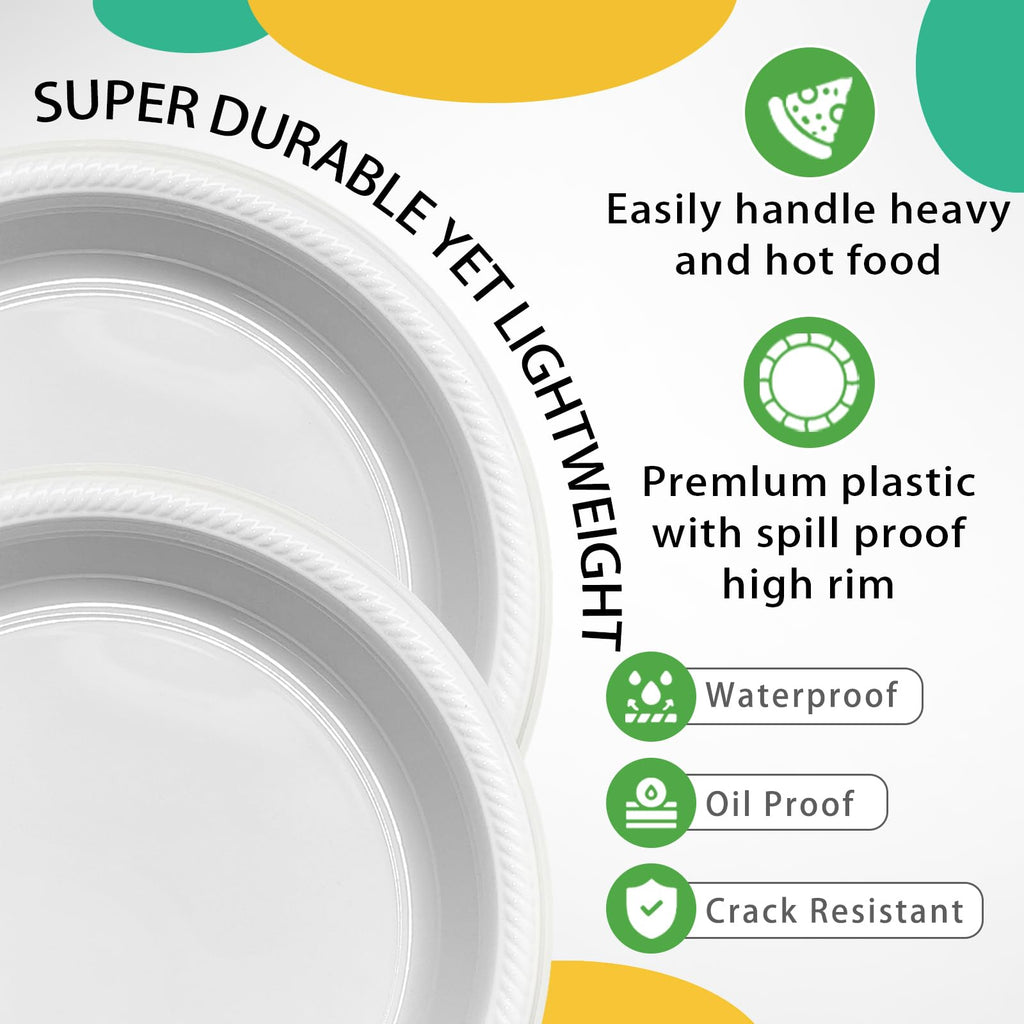50 Pcs Black Plastic Plates, 10 Inch Black Plates, Black Party Plates Disposable for Birthday Weddings Fathers Day World Cup