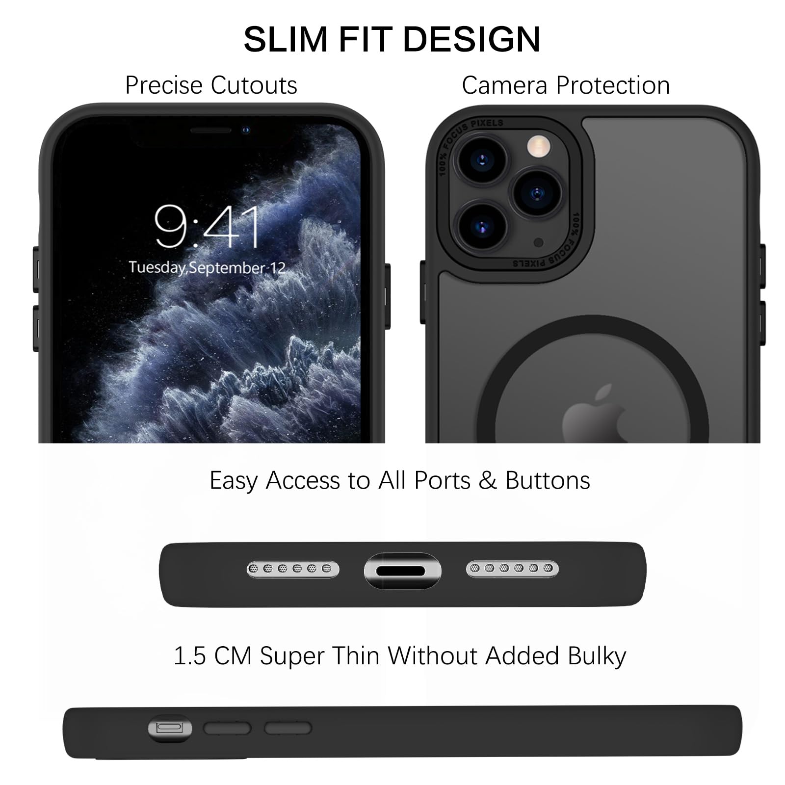 BENTOBEN for iPhone 11 Pro Case 2019 [Compatible with Magsafe] Translucent Matte Magnetic Phone Case iPhone 11 Pro 5.8" Slim Thin Shockproof Bumper Women Men Protective Cases Cover, Black