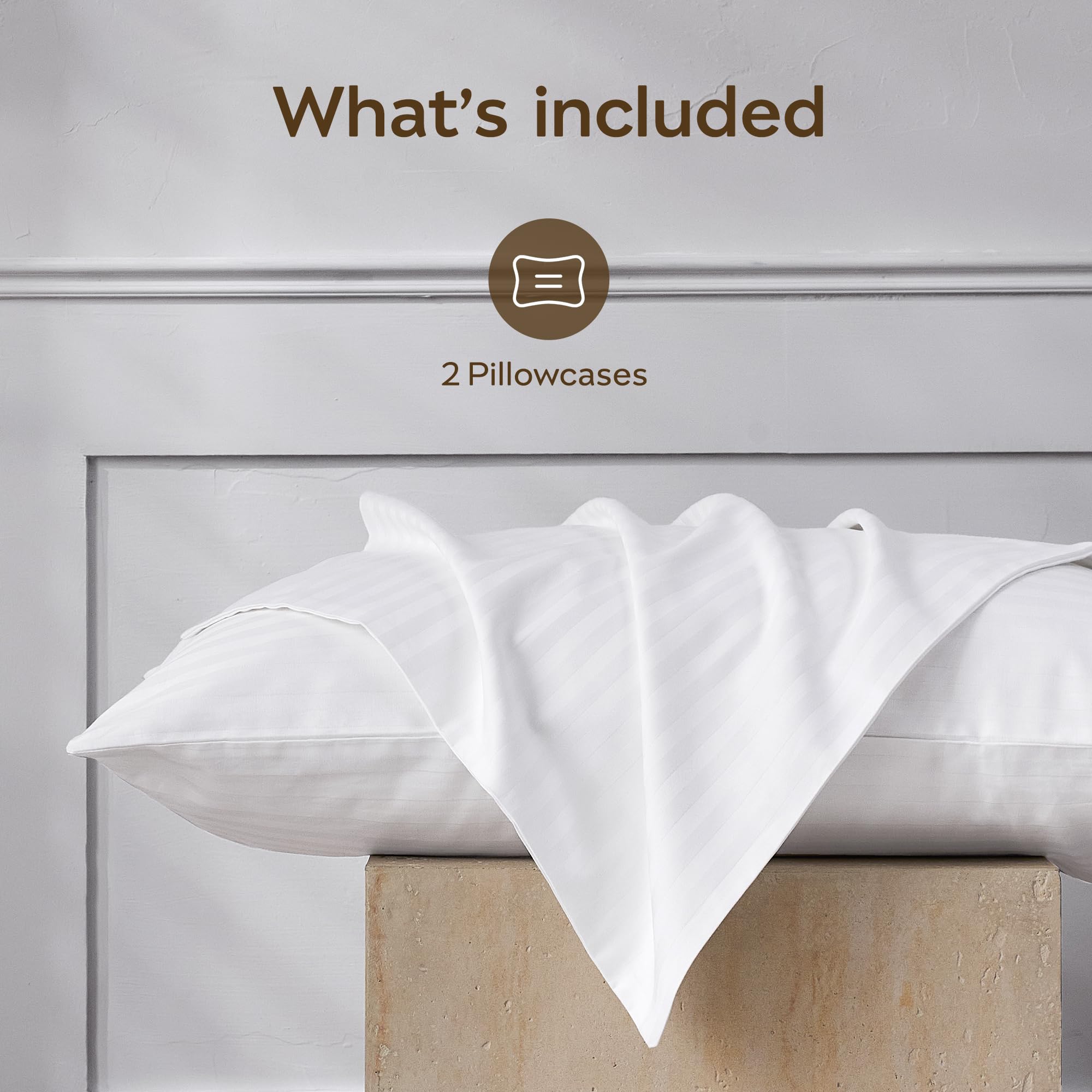 JELLYMONI Cotton Striped Pillowcases Set of 2, Sage Green, Standard | Soft breathable feel, Envelope closure, 400TC cotton, Machine washable, Gentle on skin