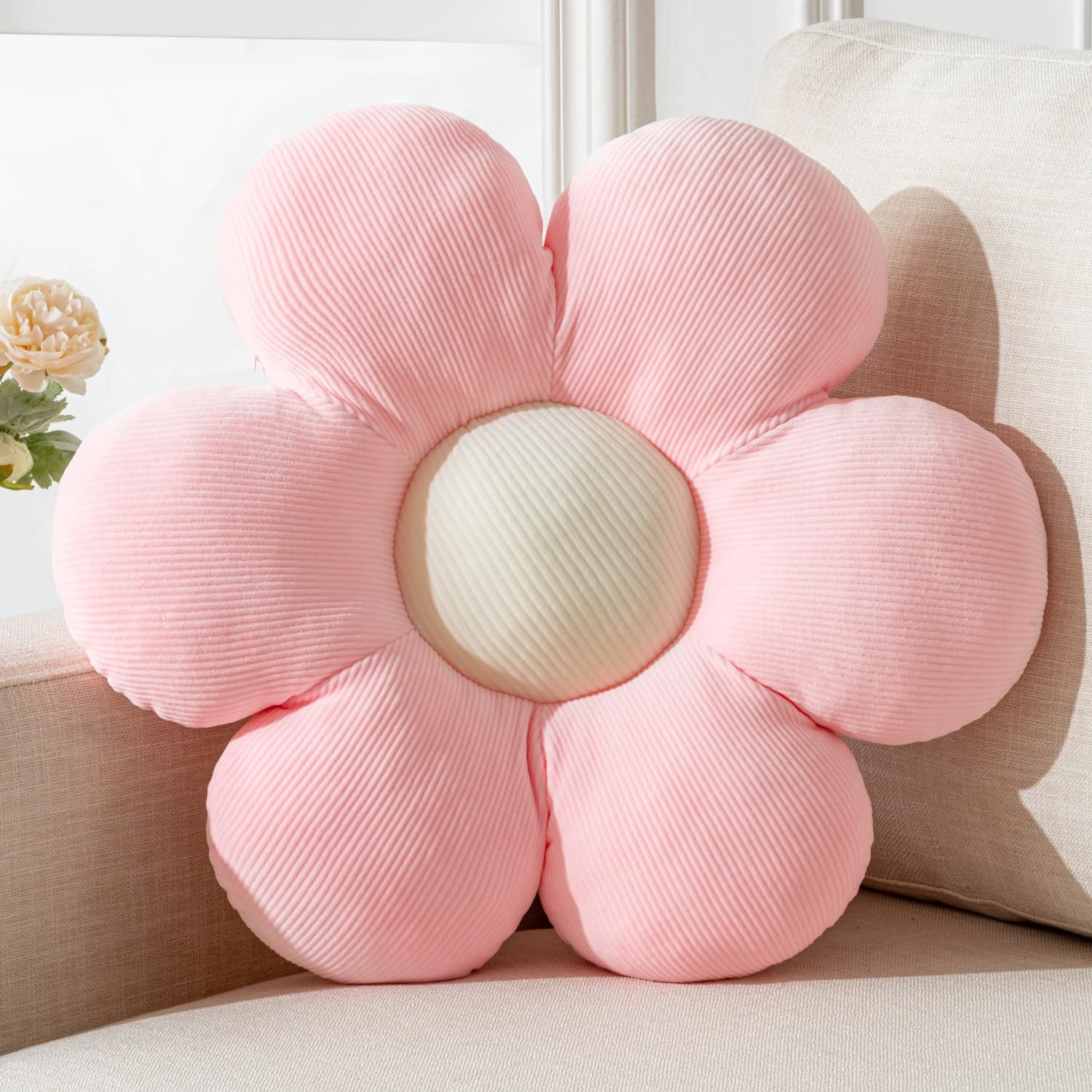 Flower Pillow, Blue Throw Pillows Cute Daisy Decorative Pillow Cushion Seating Home Decorative for Bed, Sofa, Couch