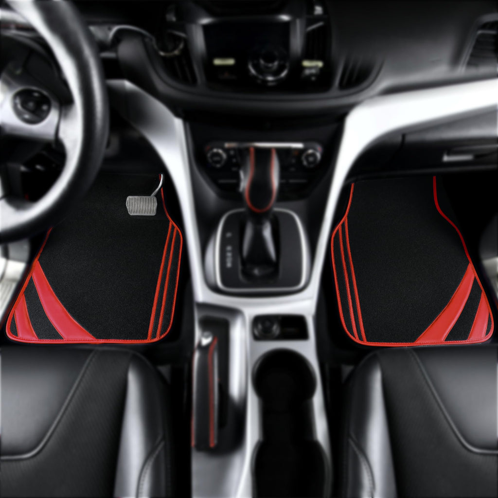 CAR PASS Car Seat Covers Full Set for Women Girls with Waterproof Car Floor Mats,Anti-Slip Leather Steering Wheel Cover,Universal Fit for SUVs,Vans,Trucks,Sedans,Cars (Combo Set,Black & Pink)