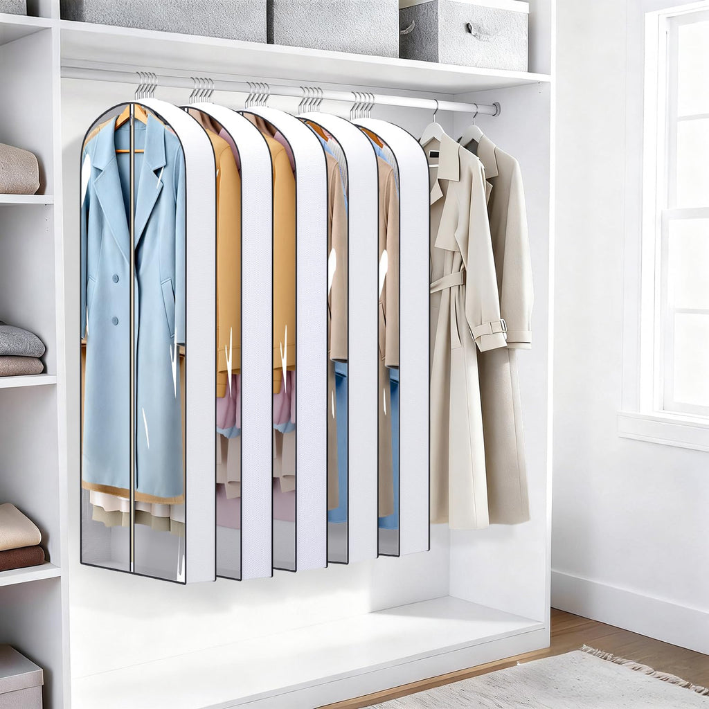 SLEEPING LAMB 60" Gusseted Garment Bags for Closet Storage Clear Dress Bag Hanging Clothes Storage for Long Gowns, Coats, Sweaters, 2 Packs