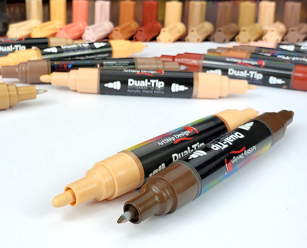 ArtShip Design 10 Black Acrylic Paint Pens, Double Pack of Both Extra Fine and Medium Tip Paint Markers, for Rock Painting, Mug, Ceramic, Glass, and Fabric Painting, Water Based Non-Toxic and No Odor