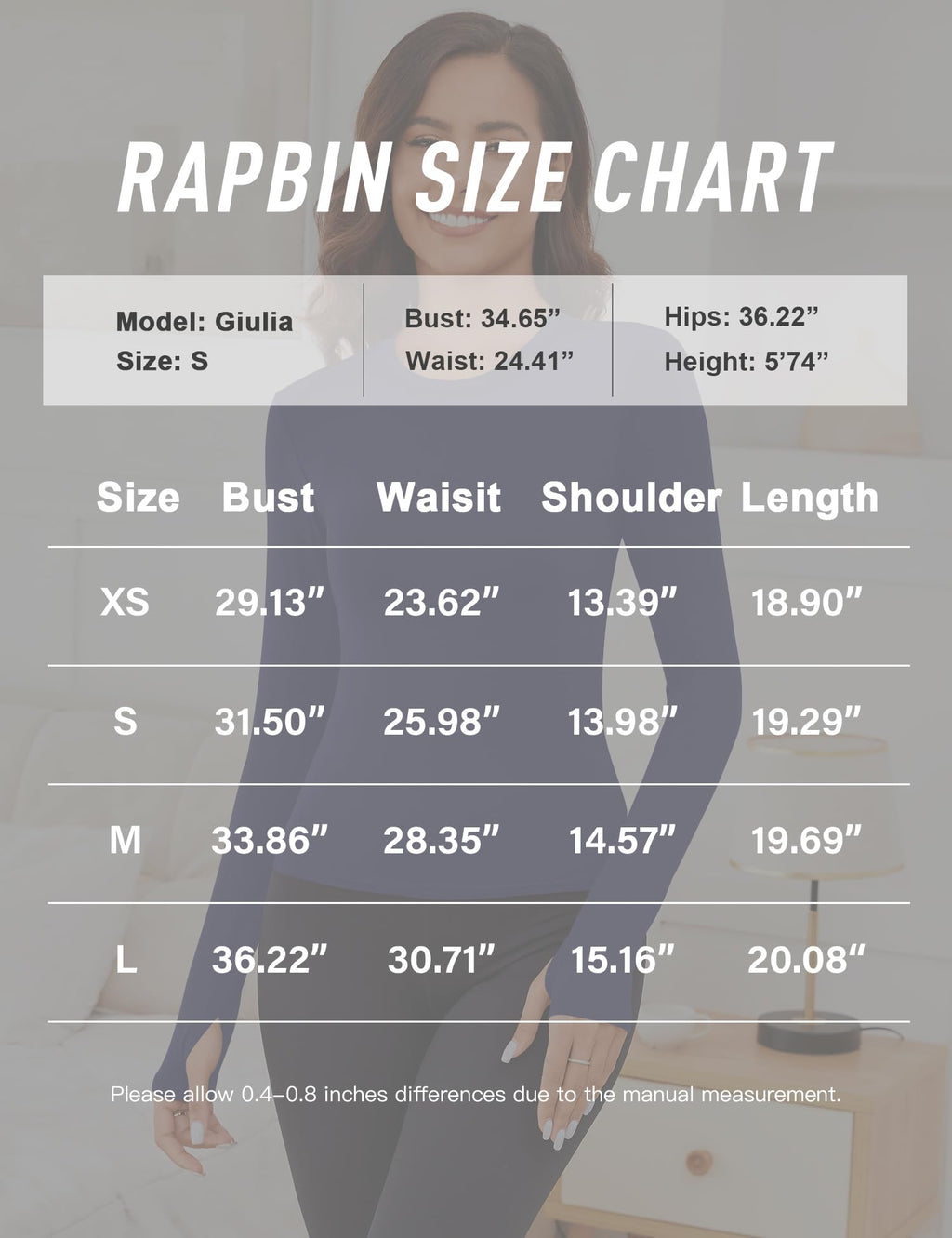 Rapbin Thermal Shirts for Women Long Sleeve Tops Ladies Fleece Undershirt for Winter Cold Weather with Thumb Holes XS-L