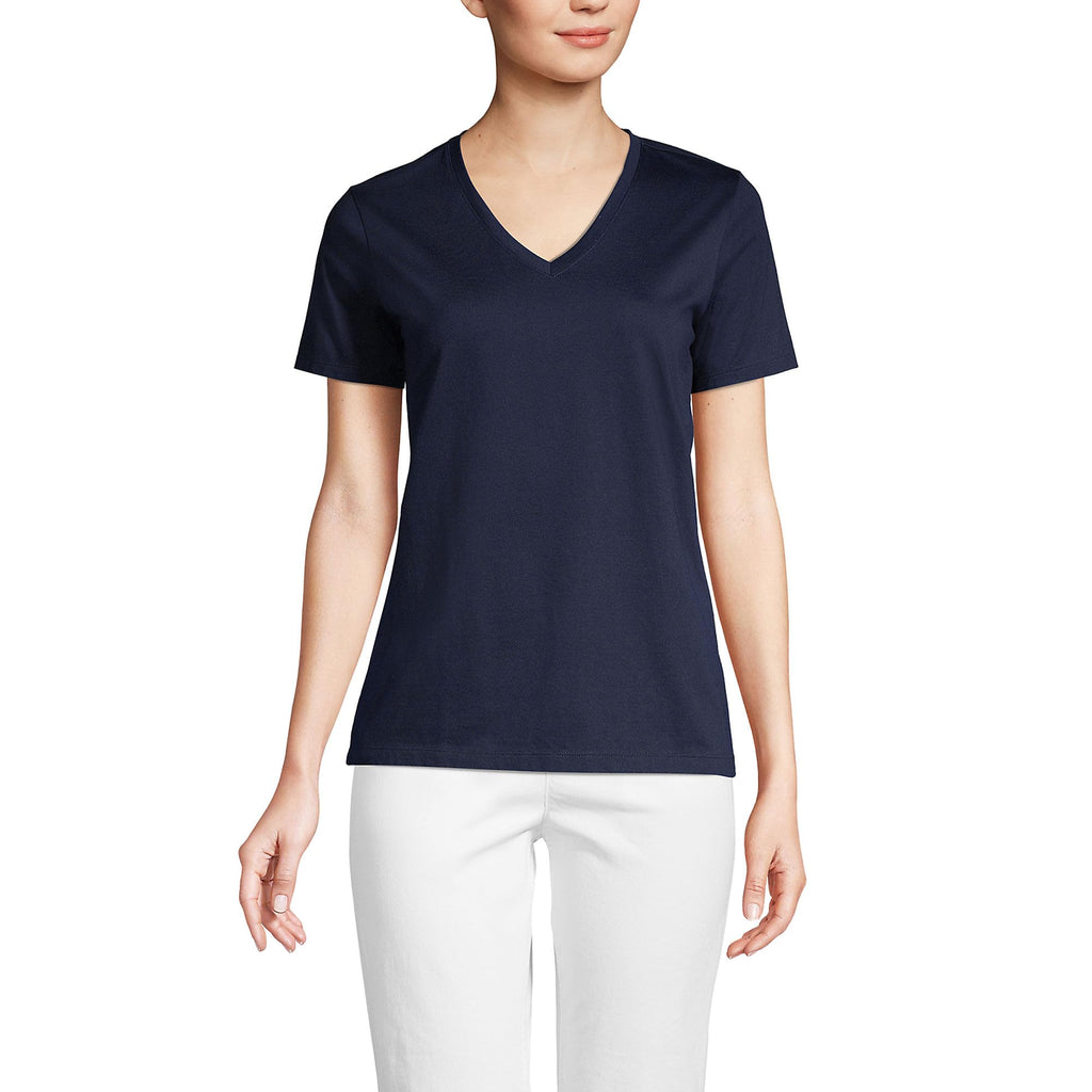 Lands' End Women's Relaxed American-Grown Supima Cotton V-Neck T-Shirt