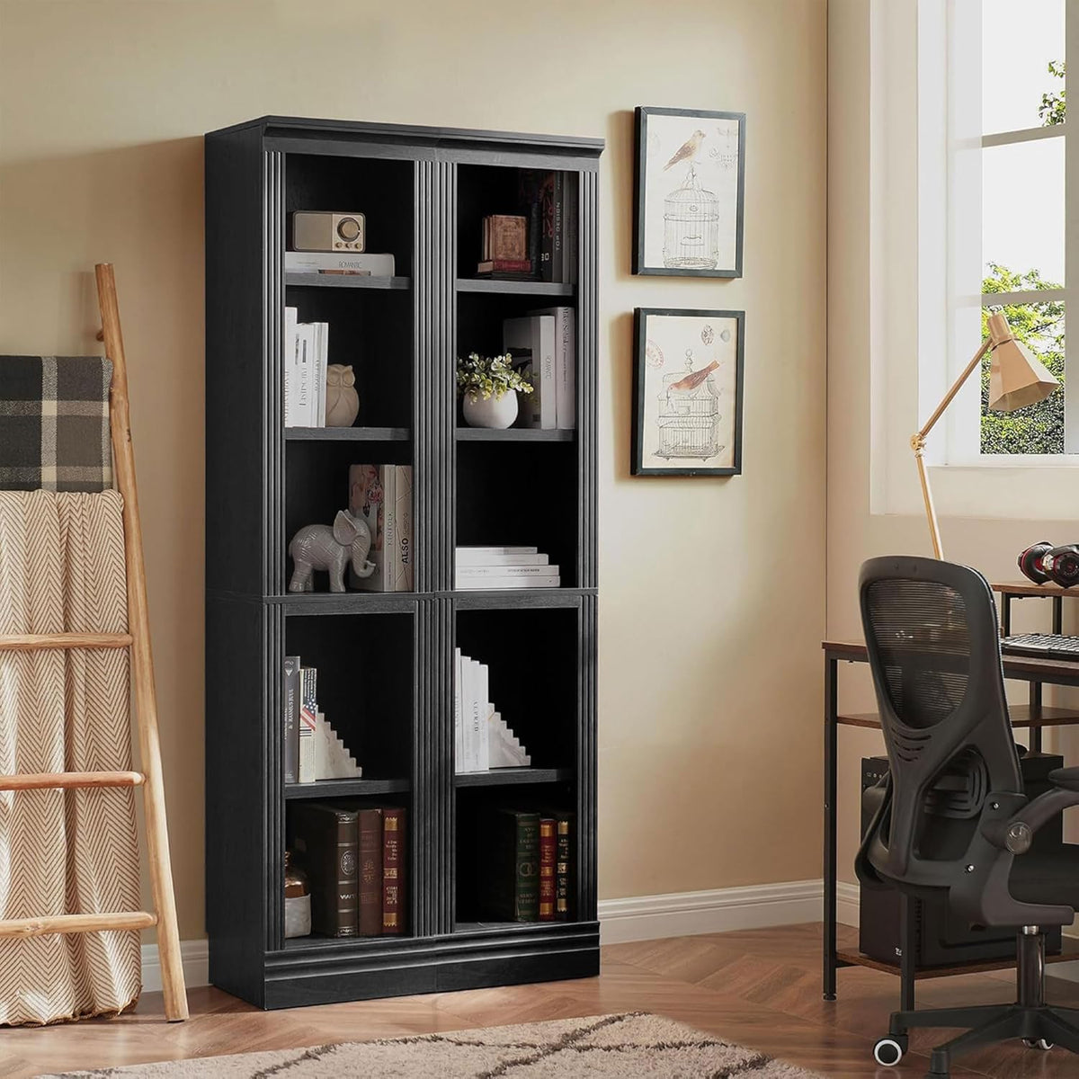 JAHRSTIM Halston Bookshelf, 5-Tier Tall Deep Storage Shelf, Adjustable Open Shelving Unit Closet Organizer and Storage for Living Room Home Office Bedroom, Modular Deep Bookcase Bookshelves