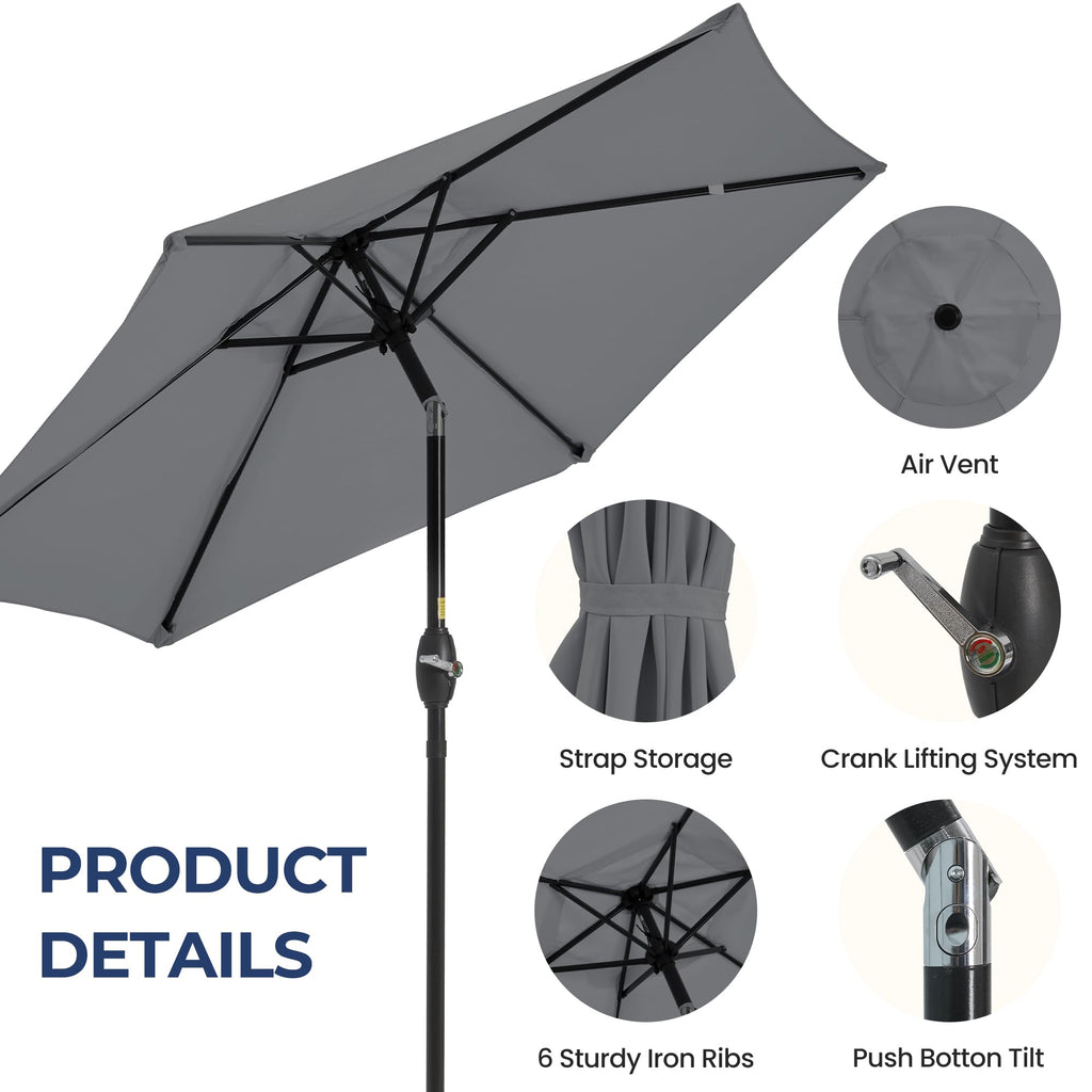 SUNVIVI OUTDOOR Outdoor Patio Umbrella, Patio Umbrella, Market Umbrella, Large Outdoor Umbrella, Metal Pole Umbrella with Push Button Tilt and Crank, Polyester Canopy