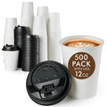 Vplus 500 Pack 8 OZ Paper Coffee Cups, Disposable 8 OZ Coffee Cups With Lids, Cold/Hot Drinking, For Home, Traveling, Stores, Office, And Events