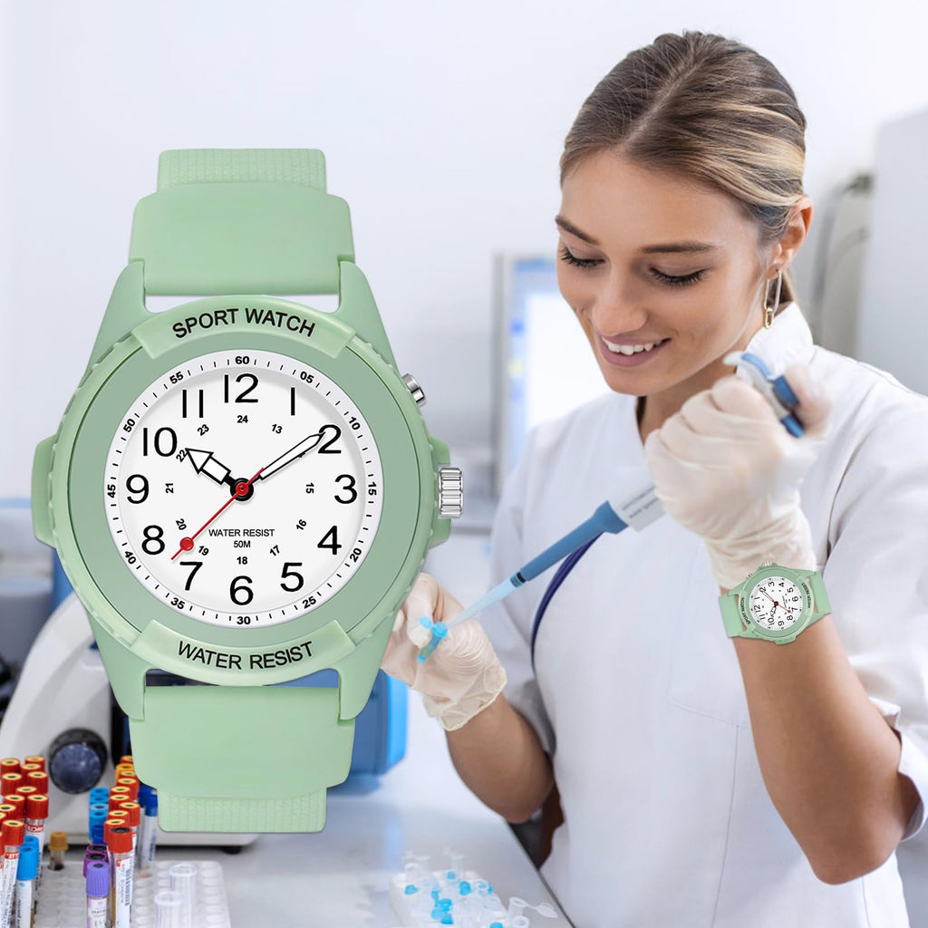 PROKING Waterproof Nurse Watch for Medical Professionals Students Women Men, Night Light, 12/24 Hour Military Time Easy to Read Dial, Second Hand Watch for Nursing Day Gifts