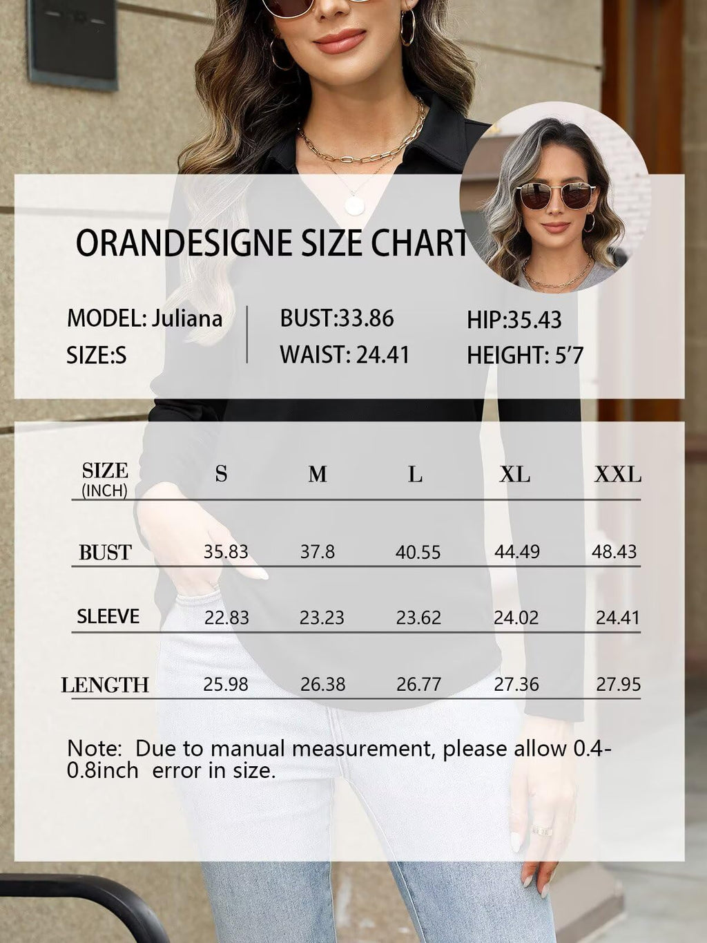 ORANDESIGNE Women's Long Sleeve Polo Shirts Casual Color Block V Neck Tops Fall Collar Ladies Tunics Tees