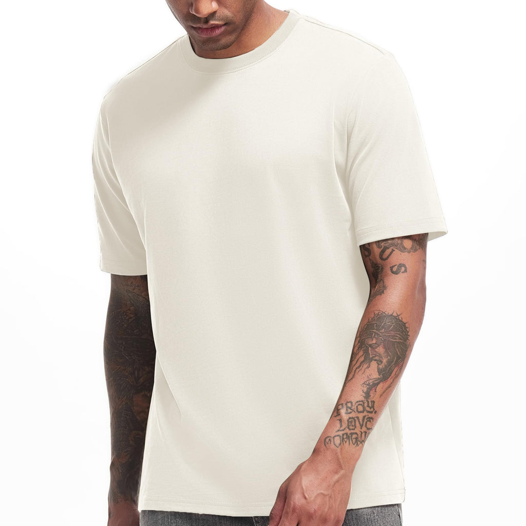 VEIISAR Men's Heavy Weight Crew Neck T-Shirt Mens Premium Cotton Tee - Pre Shrunk S-3XL