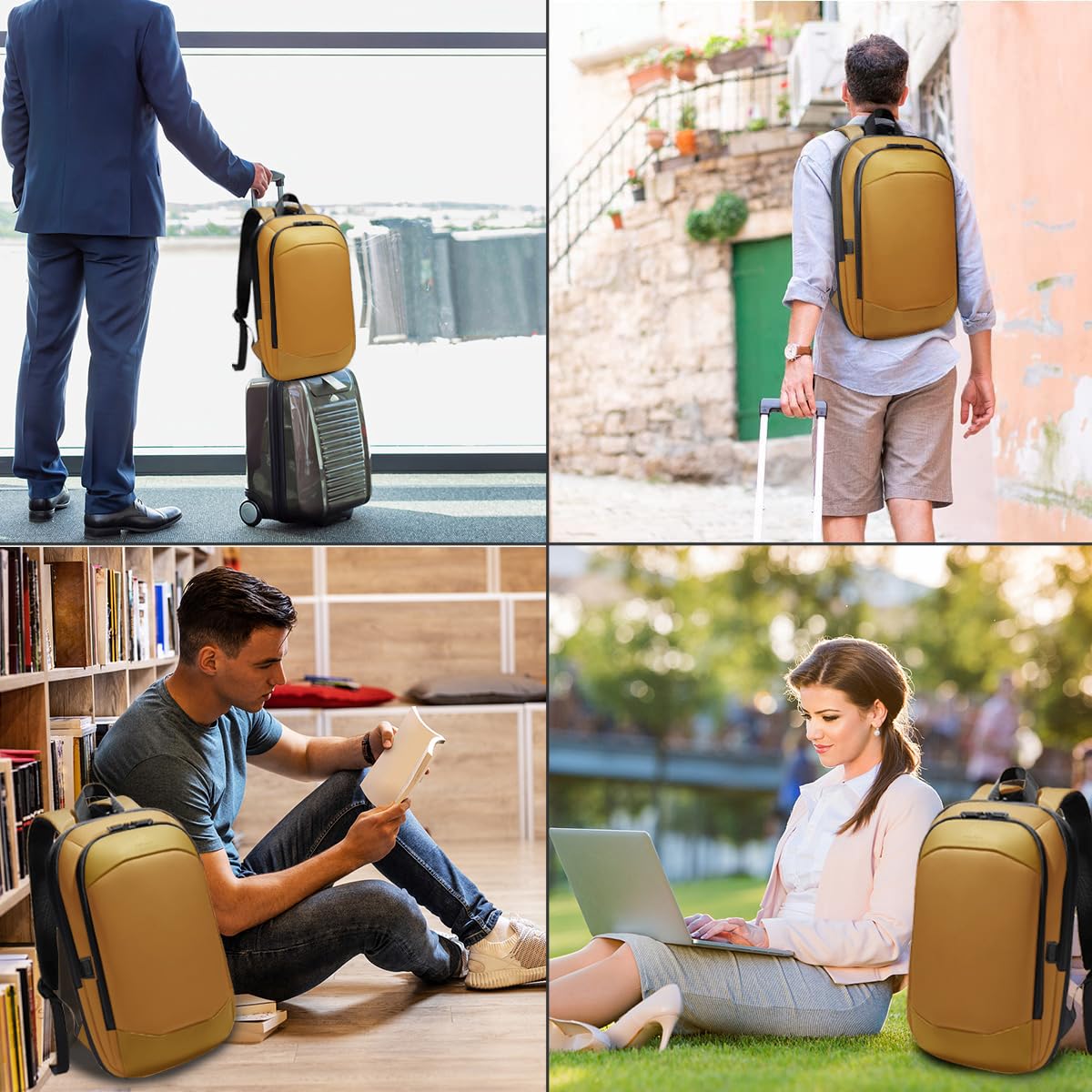 hk Business Backpack for Men 15.6 Inch,Slim & Expandable Waterproof Travel Laptop Backpack, Anti-Theft Lightweight Work Computer Bag, College Laptop Backpacks Gifts for Men Women-Black