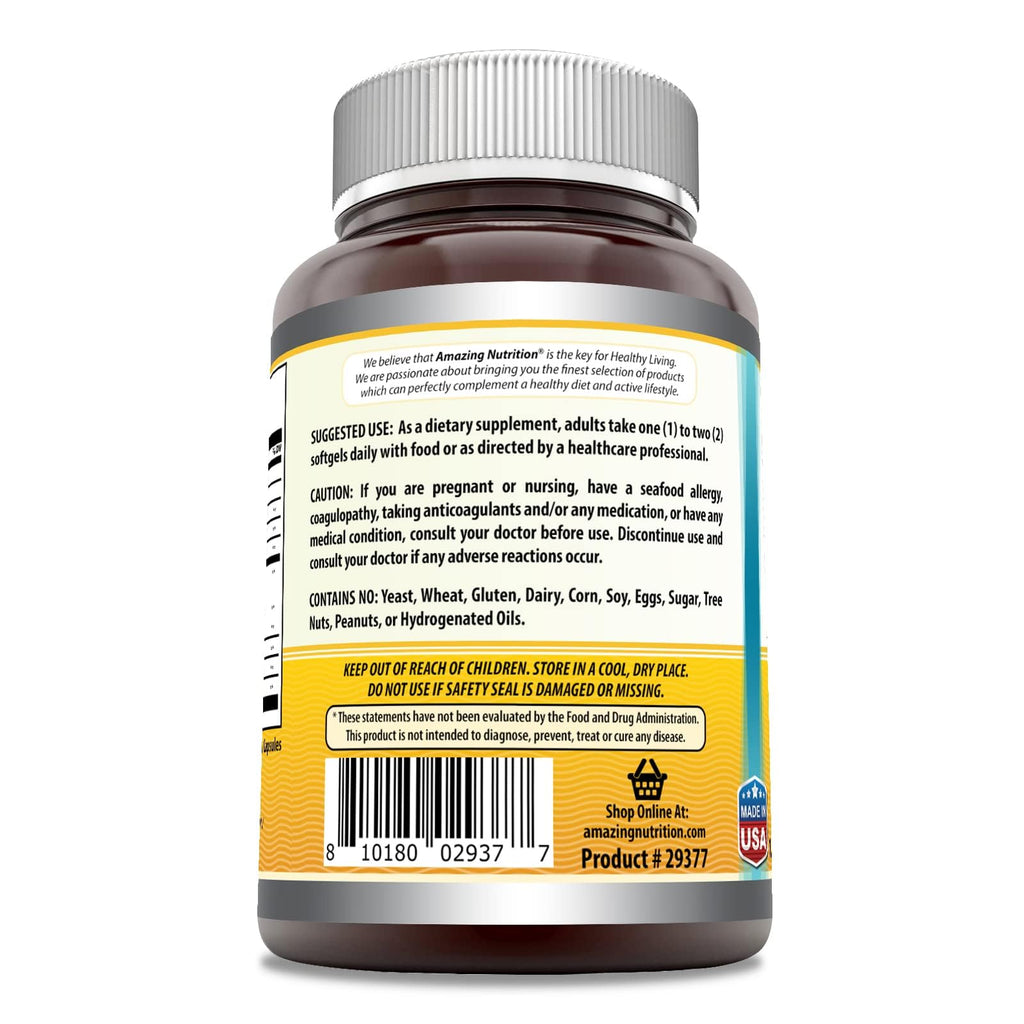 Amazing Omega Norwegian Cod Liver Oil 1250 Mg Softgels Supplement | Omega-3, EPA, DHA, Vitamin A, Vitamin D & Vitamin E (Lemon | 60 Count)