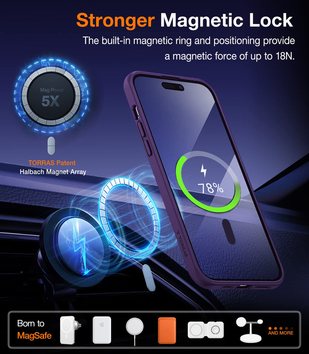 TORRAS for iPhone 13 Pro Max Case Translucent Black | Strong Magnetic & Seamless Stand, Fit for MagSafe, Military-Grade Drop Protection, Sturdy Adjustable Built-in Kickstand, Slim Matte Finish