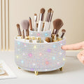 Makeup Brush Holder Organizer,360° Rotating Makeup Brush Organizer,5 Slot Make up Brushes Cup for Cosmetics, Nail Polish, Art Supply, Bathroom Vanity Desktop Organizer - Black