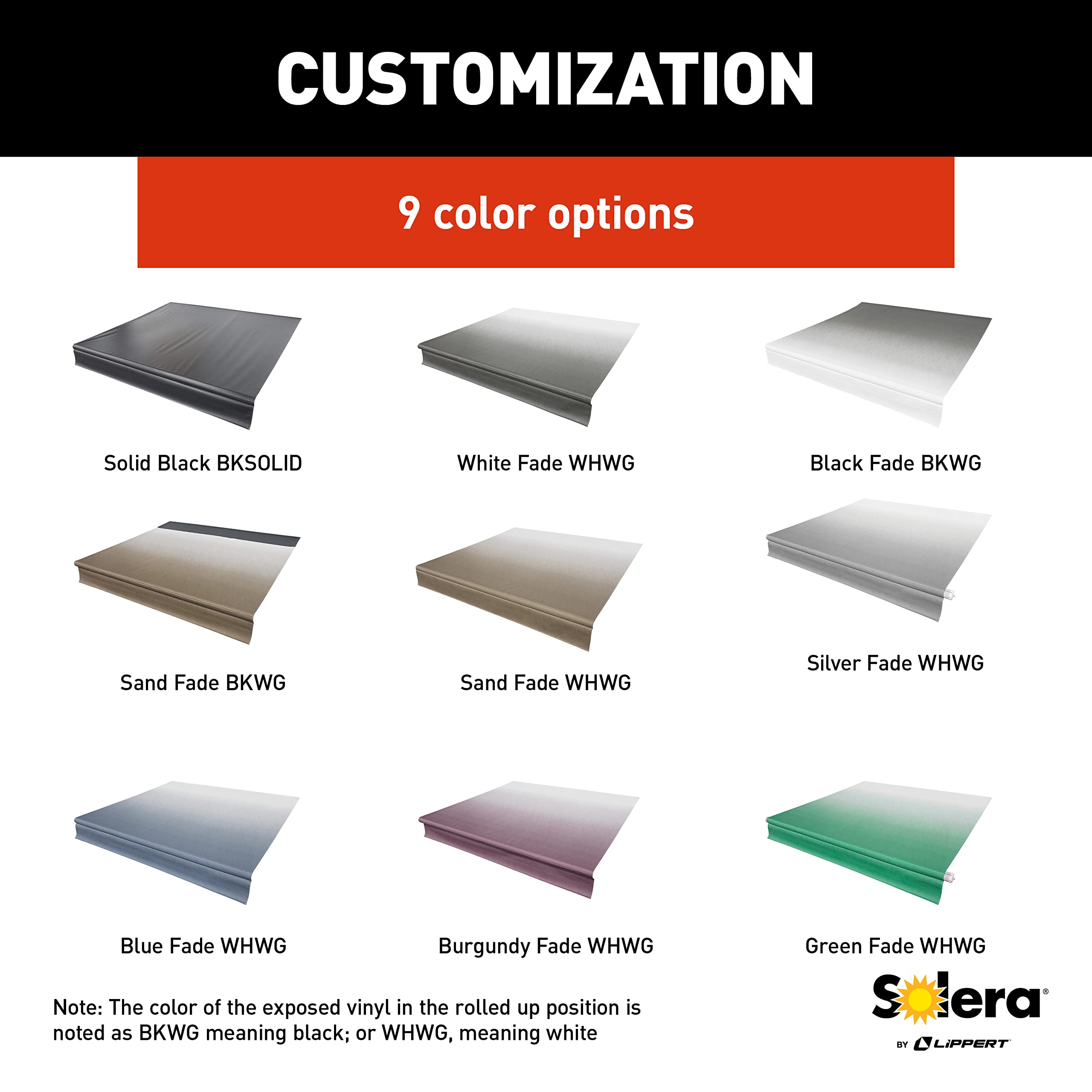 Solera Universal Fit Heavy-Duty Vinyl RV Patio Awning Replacement Fabric Silver Fade 10' Awning (9'4" Fabric)