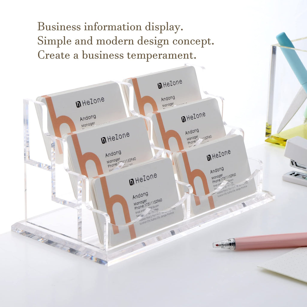 HeZone Business Card Holder for Desk Display, Clear Acrylic Cards Organizer Stand for Men and Women, Business Cards Case Rack 1 Pack, Holds 50 Cards-1 Slot