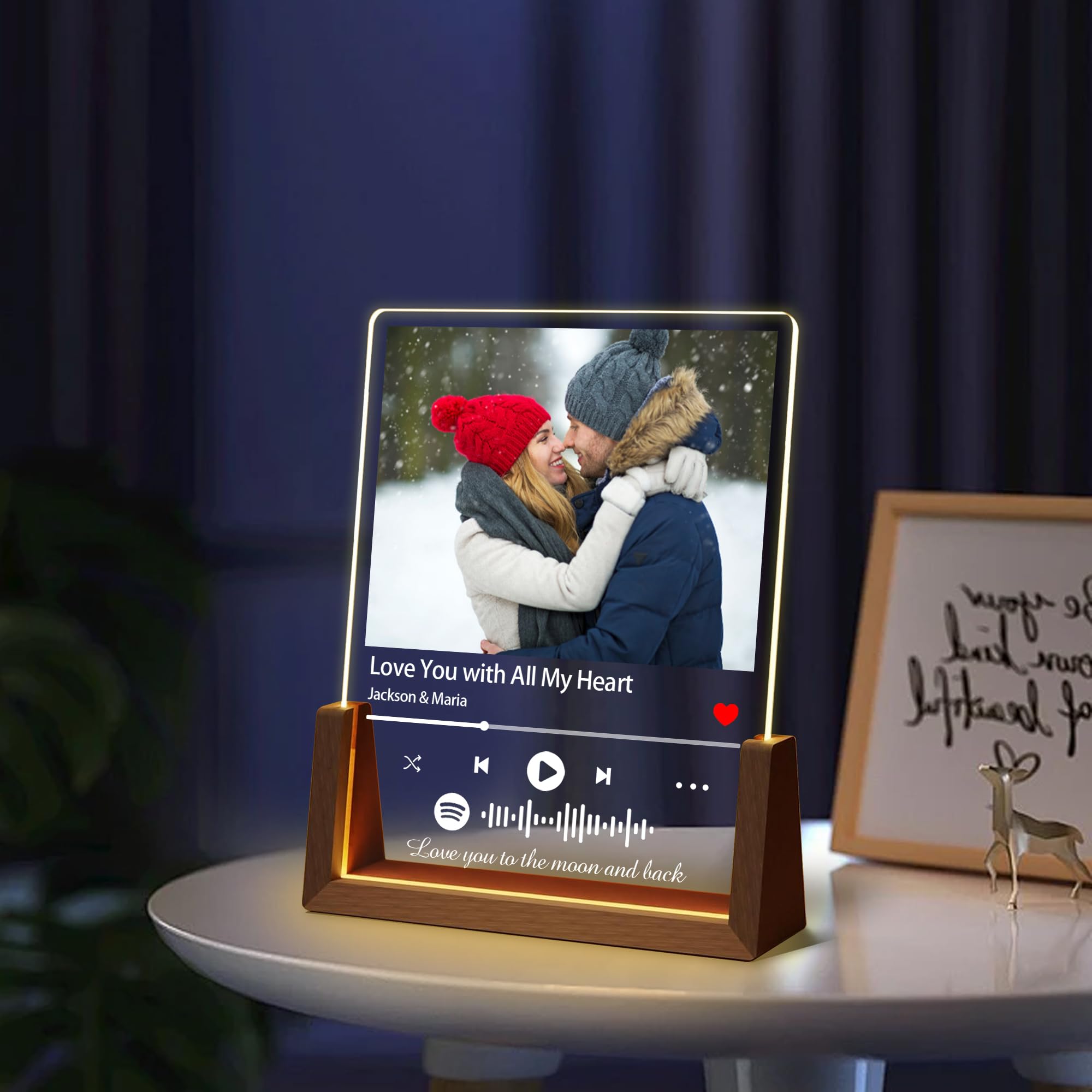 Personalized Fathers Day Birthday Gifts For Daddy Dad From Daughter Son Wife, Custom Acrylic Plaque Light Up Picture Frame, Customized Dad Gifts For Husband Men Papa Fathers Day Christmas