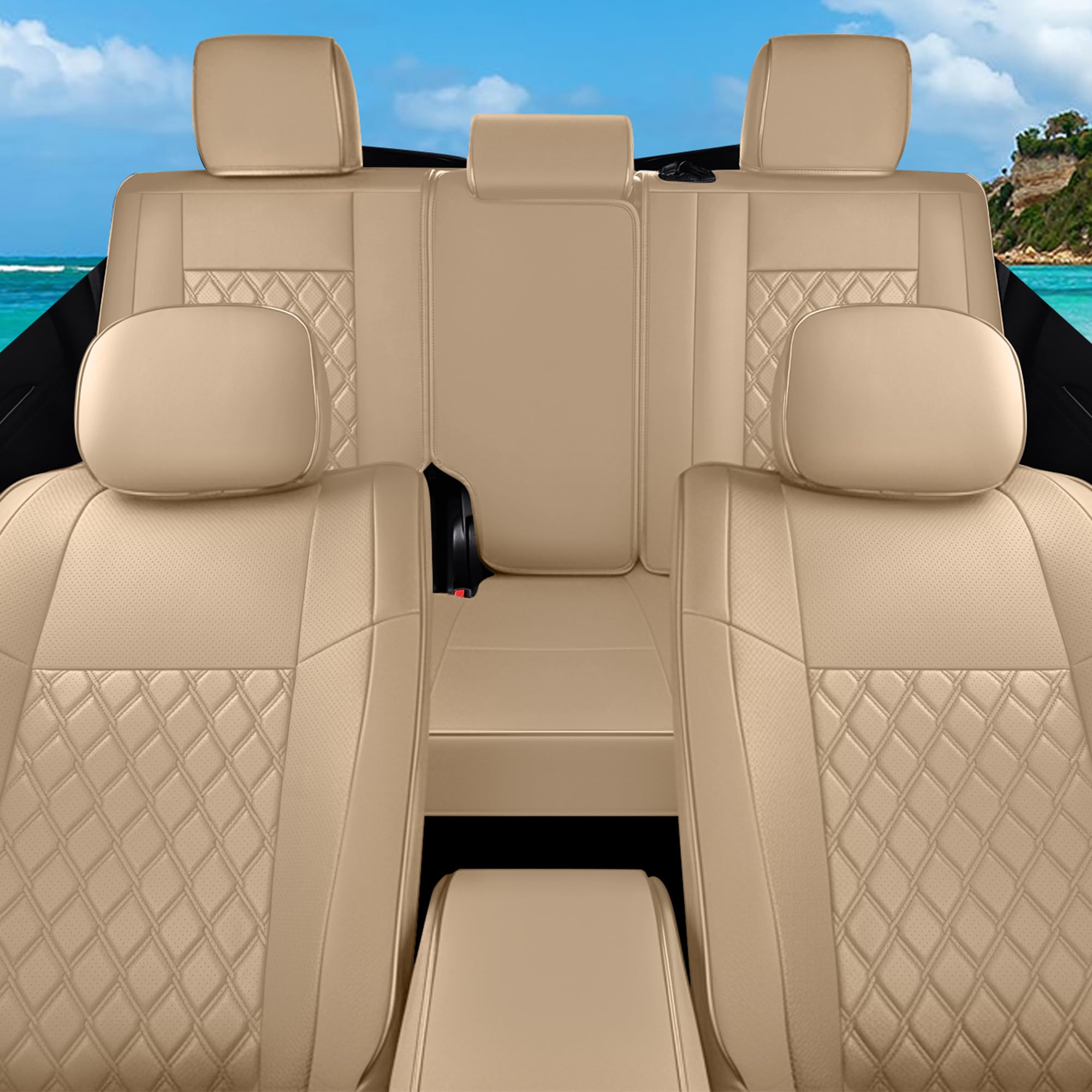 Huidasource Grand Cherokee Seat Covers, 2 Pieces Waterproof Leather Customized Car Seat Cushion Covers Protectors Compatible with Jeep Grand Cherokee 2011-2022 (2Pcs Front/Black)