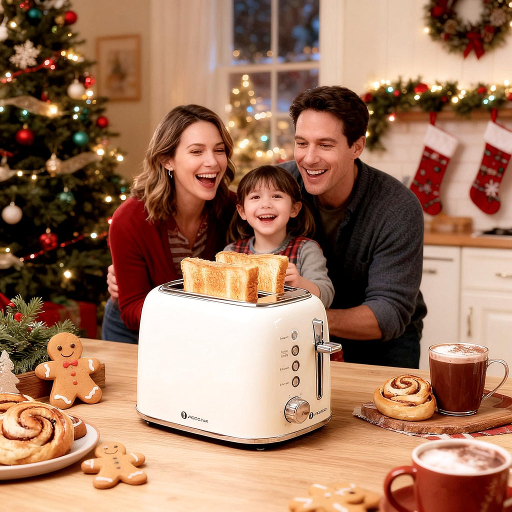 Aigostar Toaster 2 Slice Retro Toaster Stainless Steel, 1.6 inch Extra Wide Slots Bread Toaster Bagel, Cancel, Defrost Function, 6 Shade Settings & Removable Crumb Tray for Bread Waffle, Aqua Green
