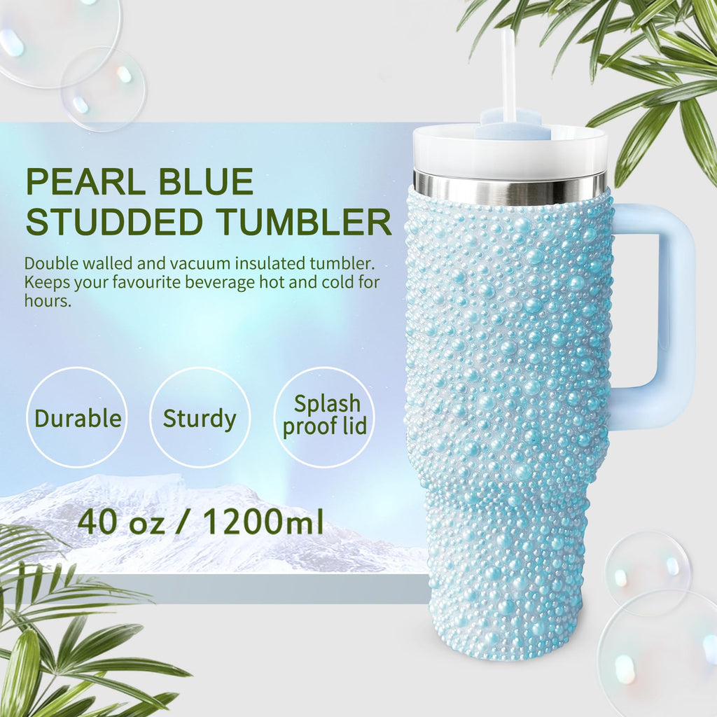 HWISDMIG 40oz Tumbler with Handle-Glitter Rhinestones Tumbler Bling Cups Stainless Steel Water Bottle Diamond Studded Tumbler for Women-Birthday Gifts for Women, Mom, Girlfriend (Amethyst)