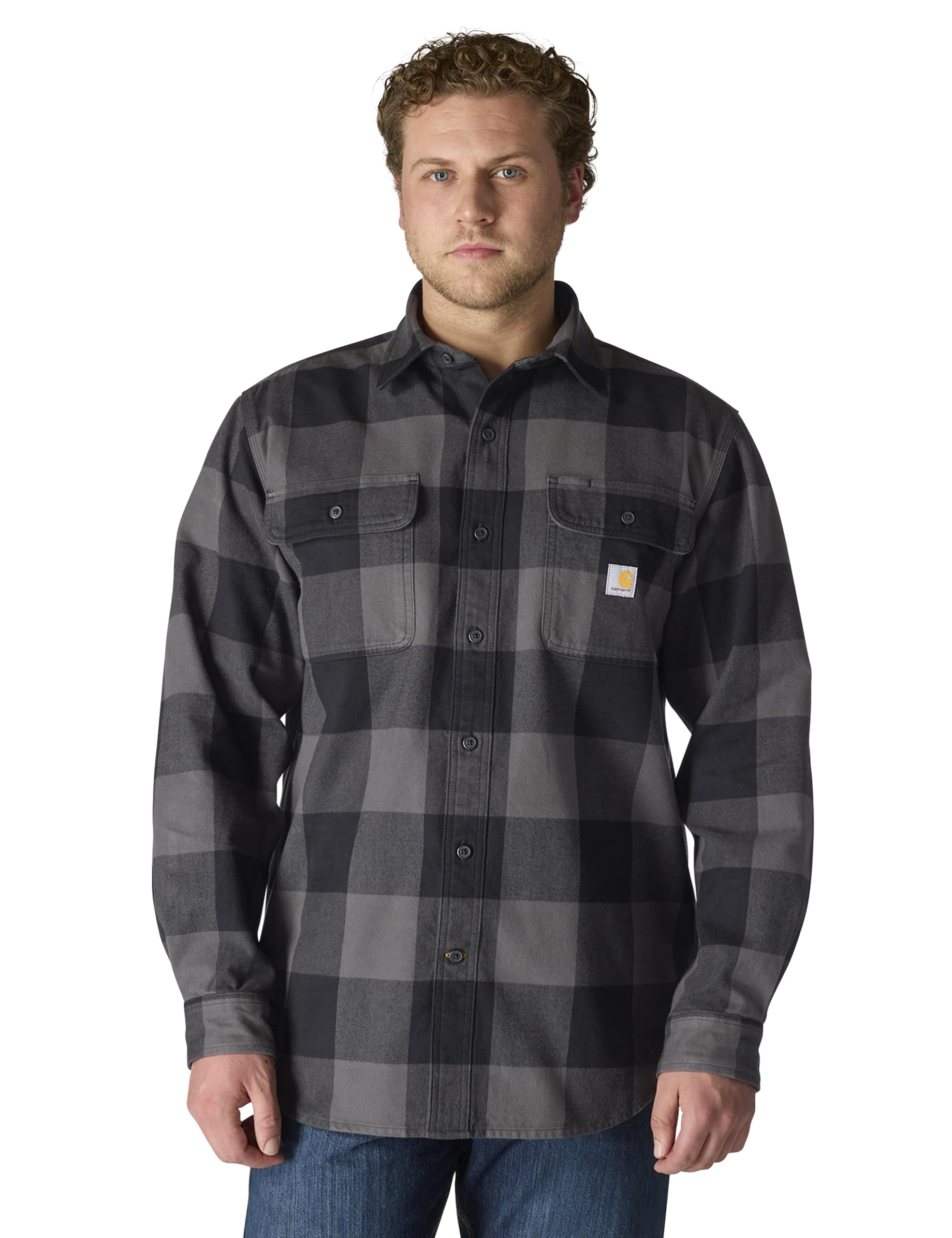 Carhartt Men's Loose Fit Heavyweight Flannel Long-Sleeve Plaid Shirt