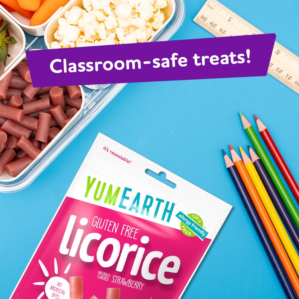 YumEarth Organic Gluten Free Licorice Snack Packs - Allergy Friendly, Gluten Free, Non-GMO, Vegan, No Artificial Dyes - 5 Ounce (Pack of 6) (Black)