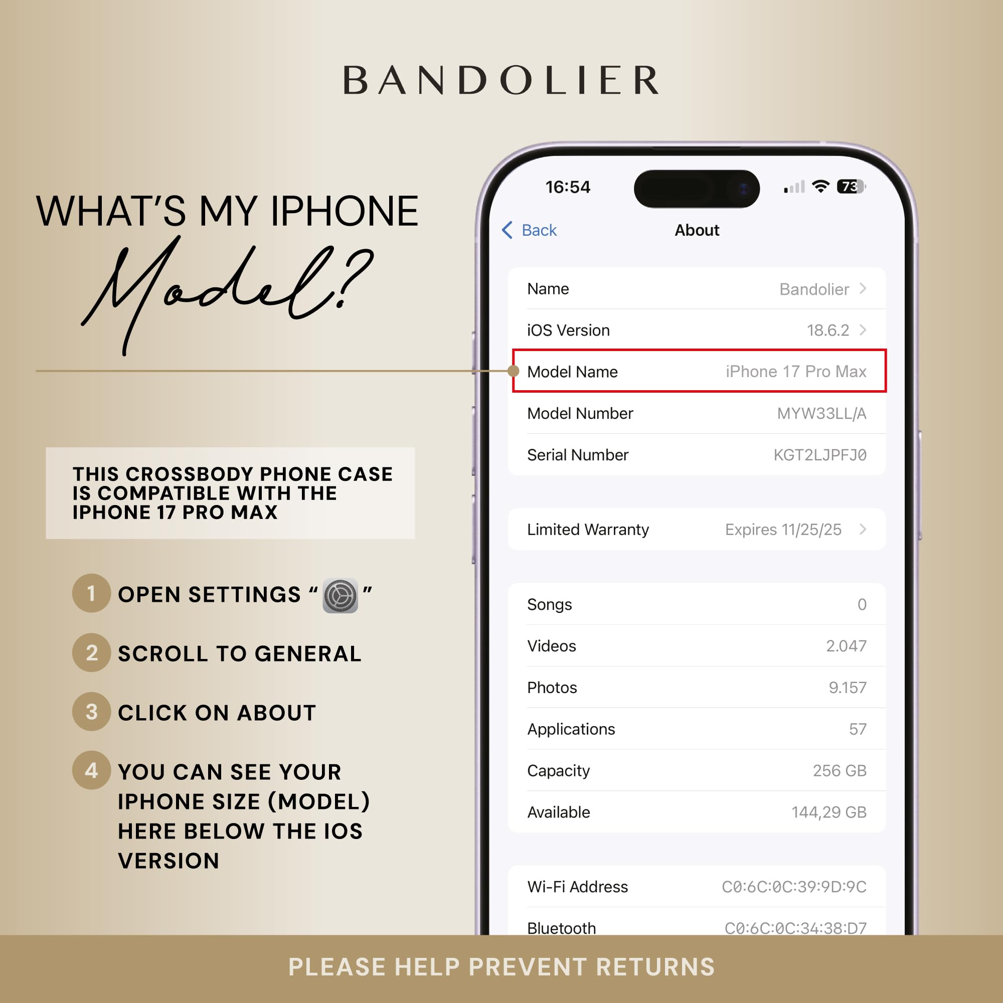 Bandolier Emma Crossbody Wallet Phone Case for iPhone 15 Pro Max. 100% Genuine Pebble Leather. Adjustable & Removable Crossbody Strap. Card Holder with Snap Closure. Black with Gold Hardware
