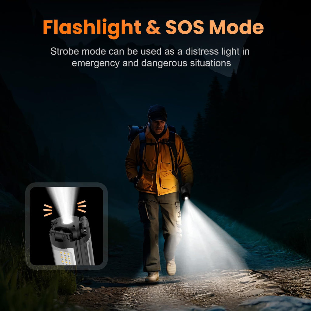 CAVN Rechargeable Camping Lights with Stand 6.0 ft Max Height, Portable Cordless LED Work Light 2200 Lumens 6500/4500/3500K Dimmable Camping Essentials Gear with Detachable Tripod, Black