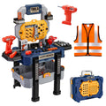 Deejoy Kids Bench with Realistic Tools & Electric Drill, 79 Pcs Realistic Toy Tools with Clothes, Toddler Learning Gift for Boys & Girls Age 3-5 (Blue) 32x26.6x14.4 in