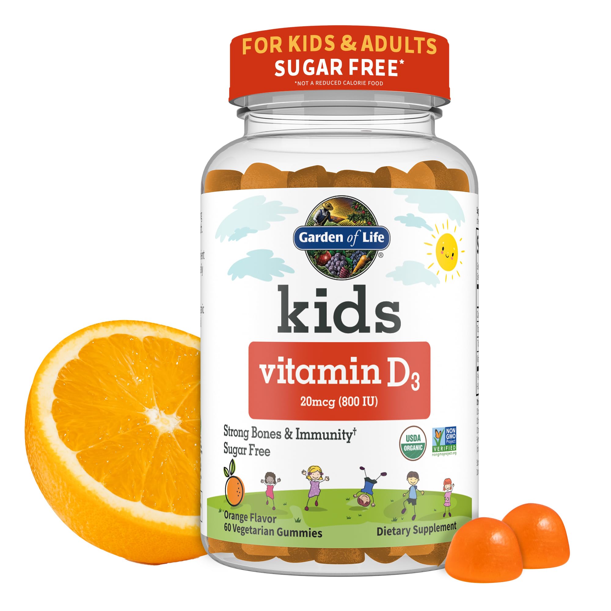 Garden of Life Kids, Vitamin D3, Orange, 20 mcg (800 IU), 60 Vegetarian Gummies