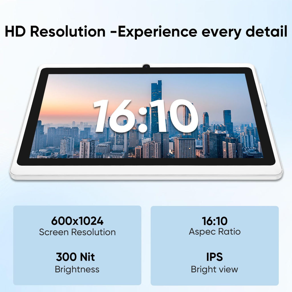 HNVHNV Android Tablet 7 Inch Tablet, 6GB RAM 32GB ROM 1TB Expansion, Quad-core Processor, Dual Camera, WiFi, Bluetooth, Parental Control (Black)