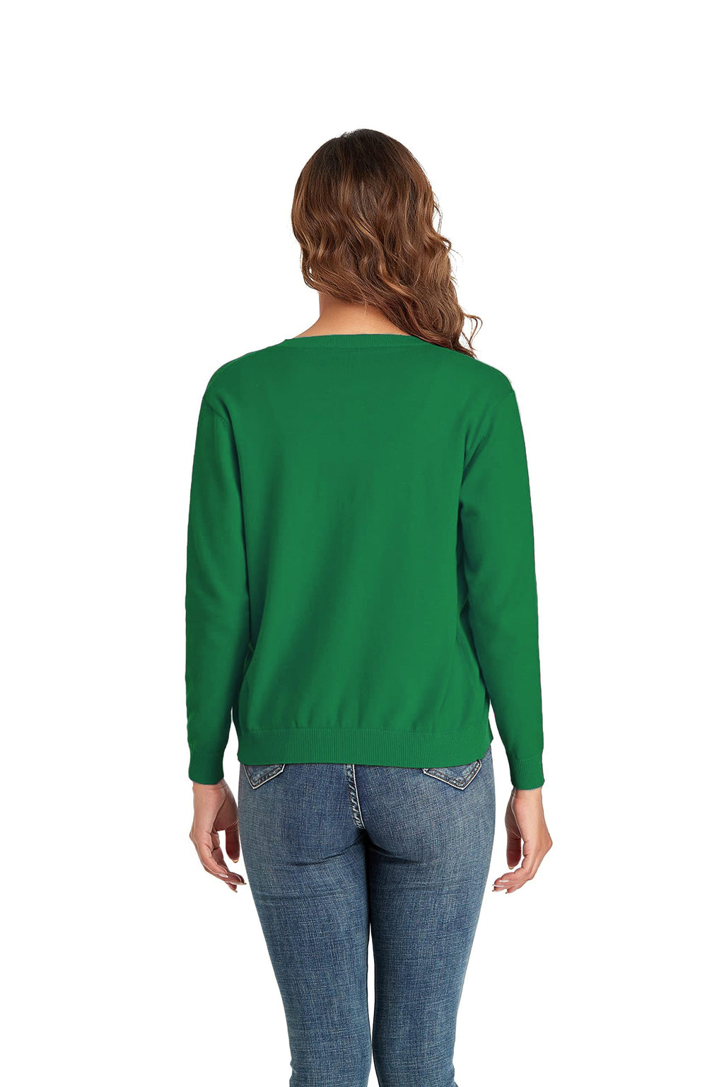 CUNYI Women's Crew Neck Cardigan Long Sleeve Sweater for Women Button Down Soft Knit Ladies Cardigan Sweates Coat