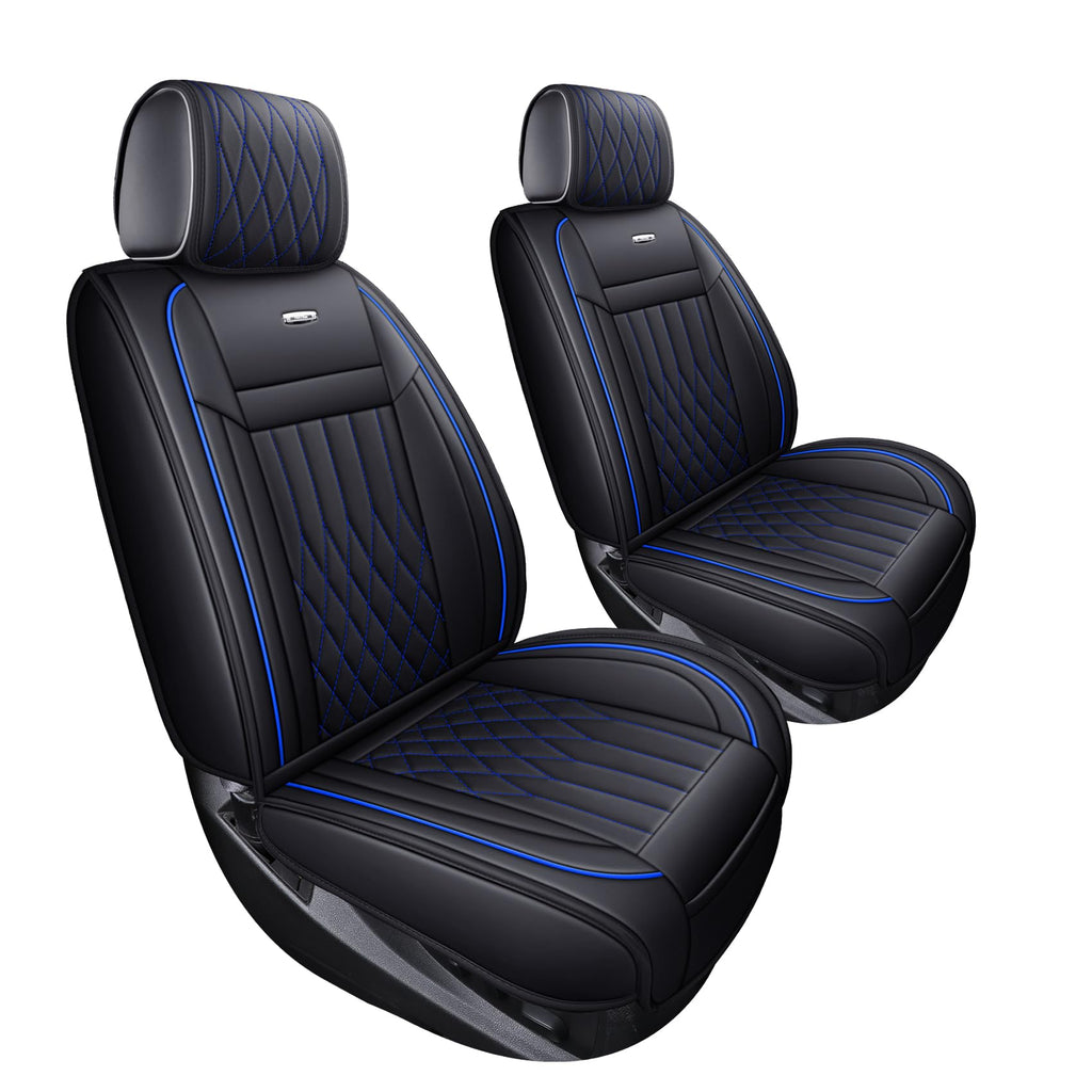 Aierxuan 2Pcs Front Chevy Silverado GMC Sierra Car Seat Covers, Custom Fit 2007-2026 1500 2500 HD 3500 HD Crew, Double, Extended Cab or Pickup Truck, with Waterproof Faux Leather (Black)