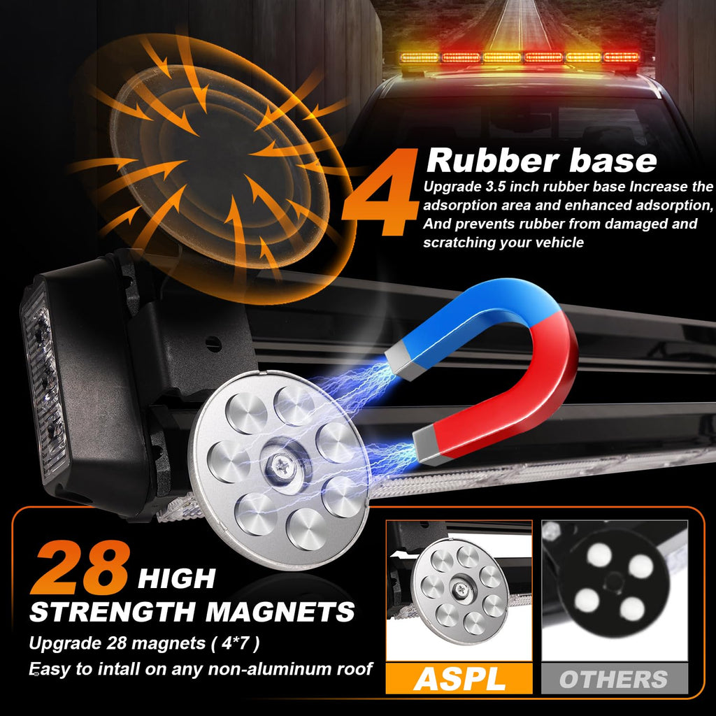 ASPL 26inch 126 LED Rooftop Emergency Strobe Lights Bar Double Side Flashing Safety Warning Traffic Advisor Light Bar Hazard Snow Plow Light for Work Trucks Vehicles Construction Tow Pickup(Amber)